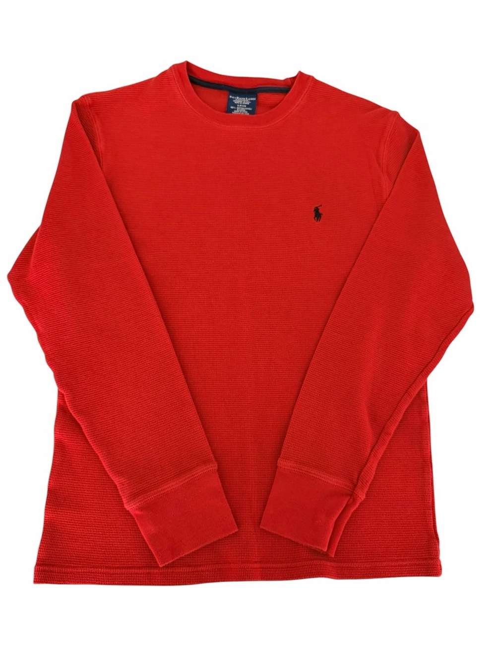 POLO RALPH LAUREN Red Waffle Knit Thermal Sleep Shirt s